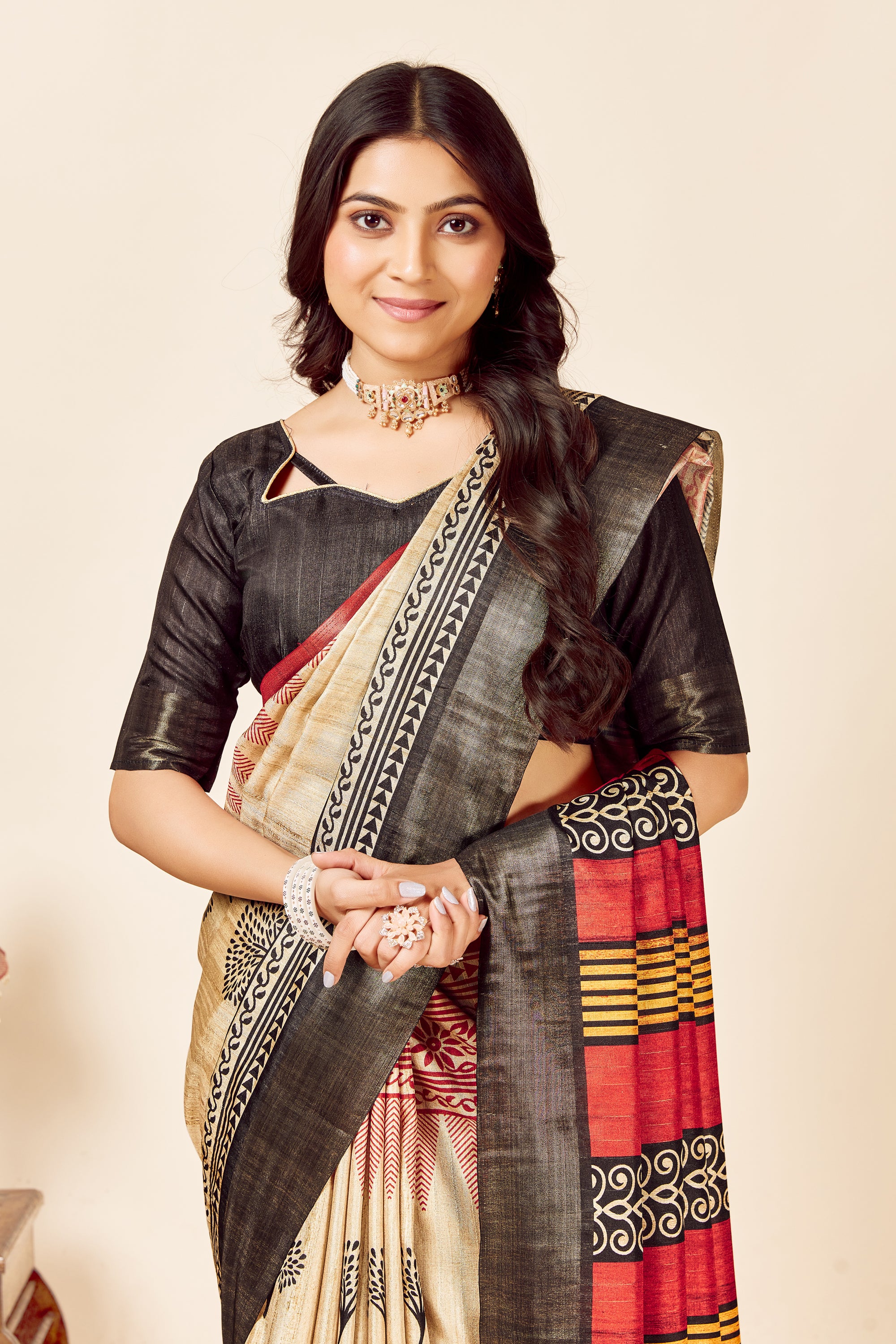 Soft Tussar Silk Saree with Traditional Prints