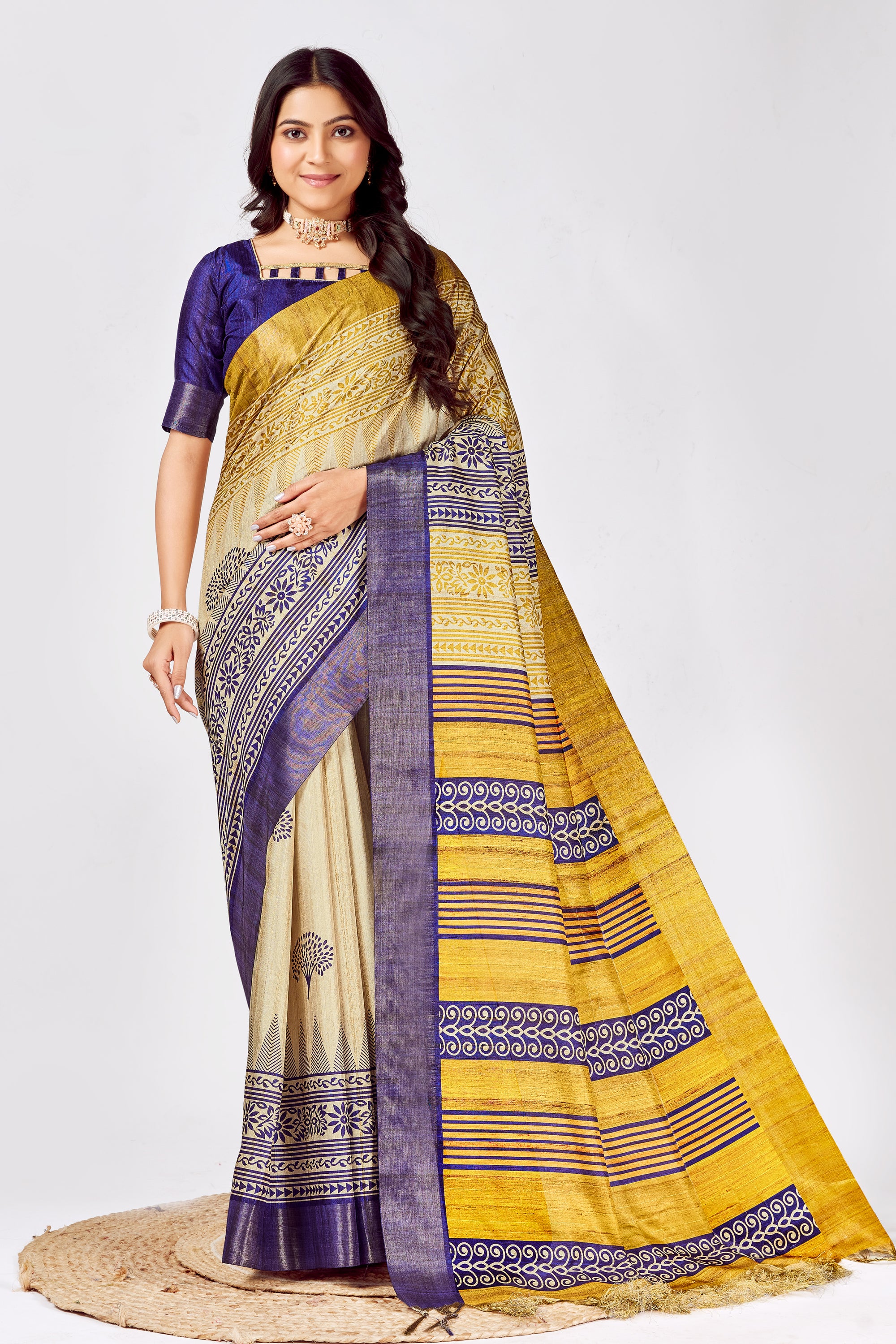 Soft Tussar Silk Saree with Traditional Prints