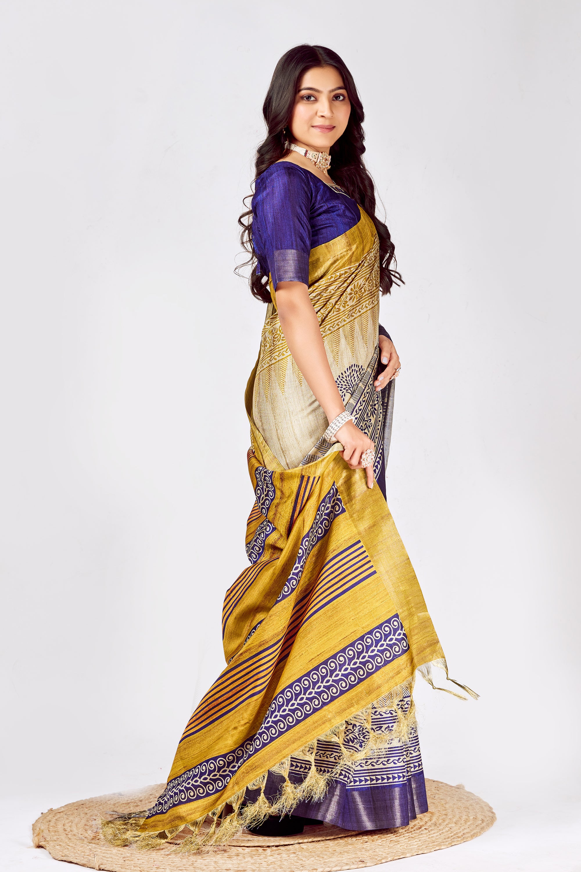 Soft Tussar Silk Saree with Traditional Prints