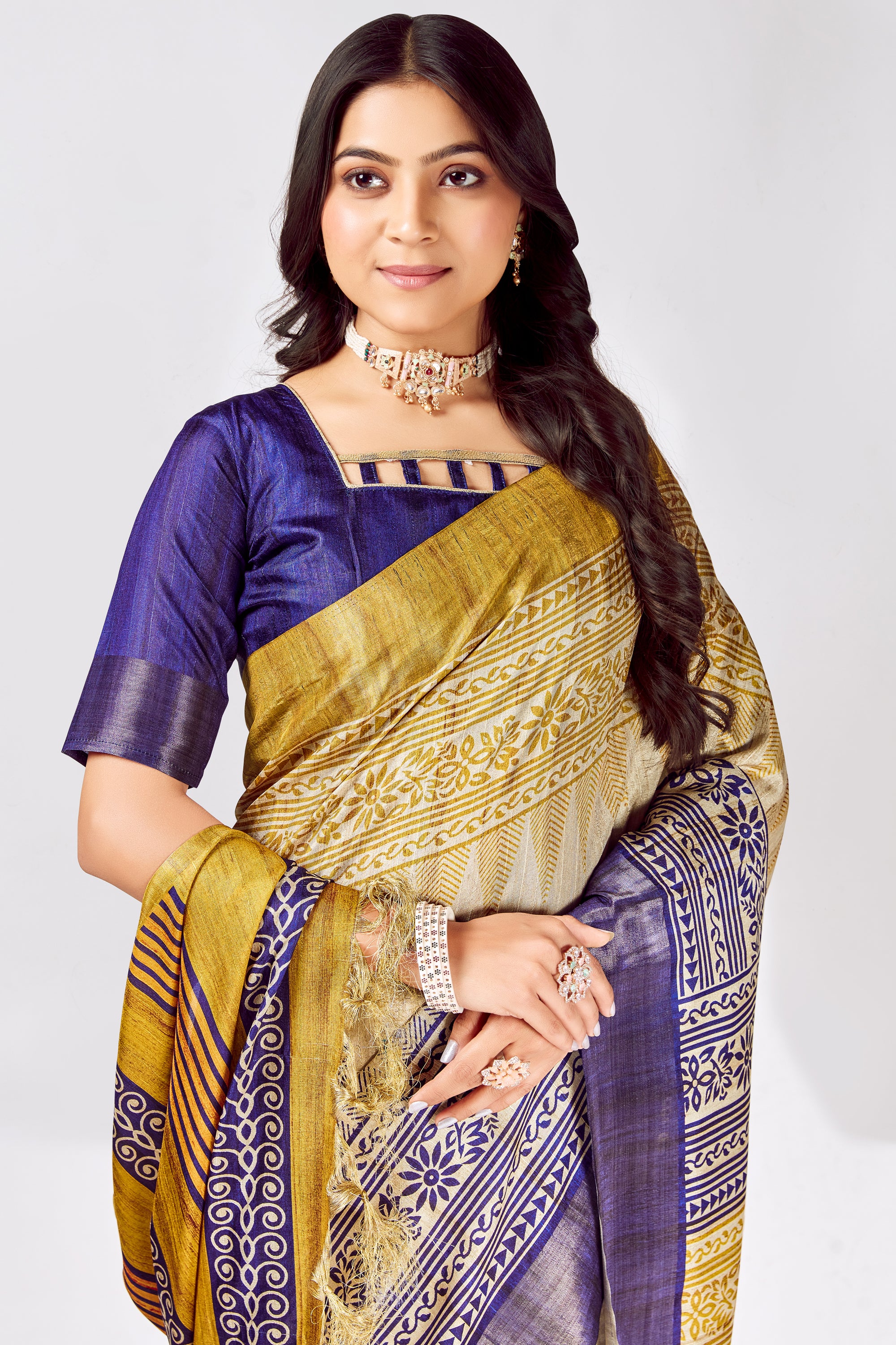 Soft Tussar Silk Saree with Traditional Prints