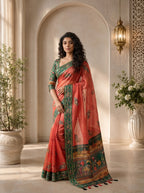 Abeer Kota Doriya Saree – Coral Rose