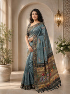 Abeer Kota Doriya Saree – Charcoal Grey