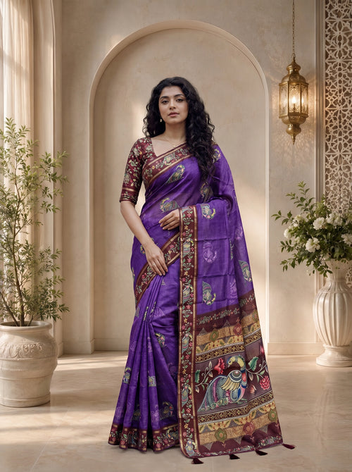 Abeer Kota Doriya Saree – Royal Purple