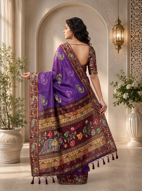 Abeer Kota Doriya Saree – Royal Purple