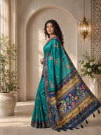 Abeer Kota Doriya Saree – Teal Blue