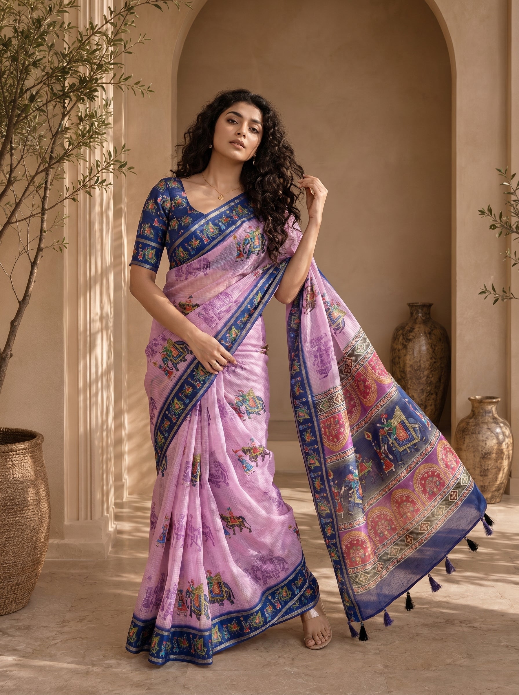 Rajvansh Kota Doriya Saree – Lavender