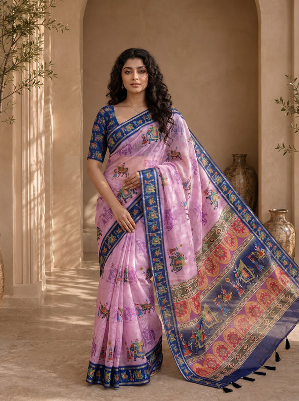 Rajvansh Kota Doriya Saree – Lavender