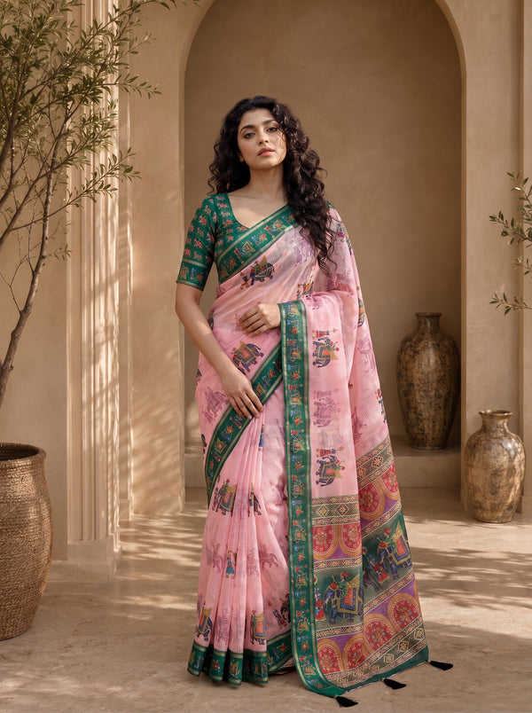 Rajvansh Kota Doriya Saree – Blush Pink