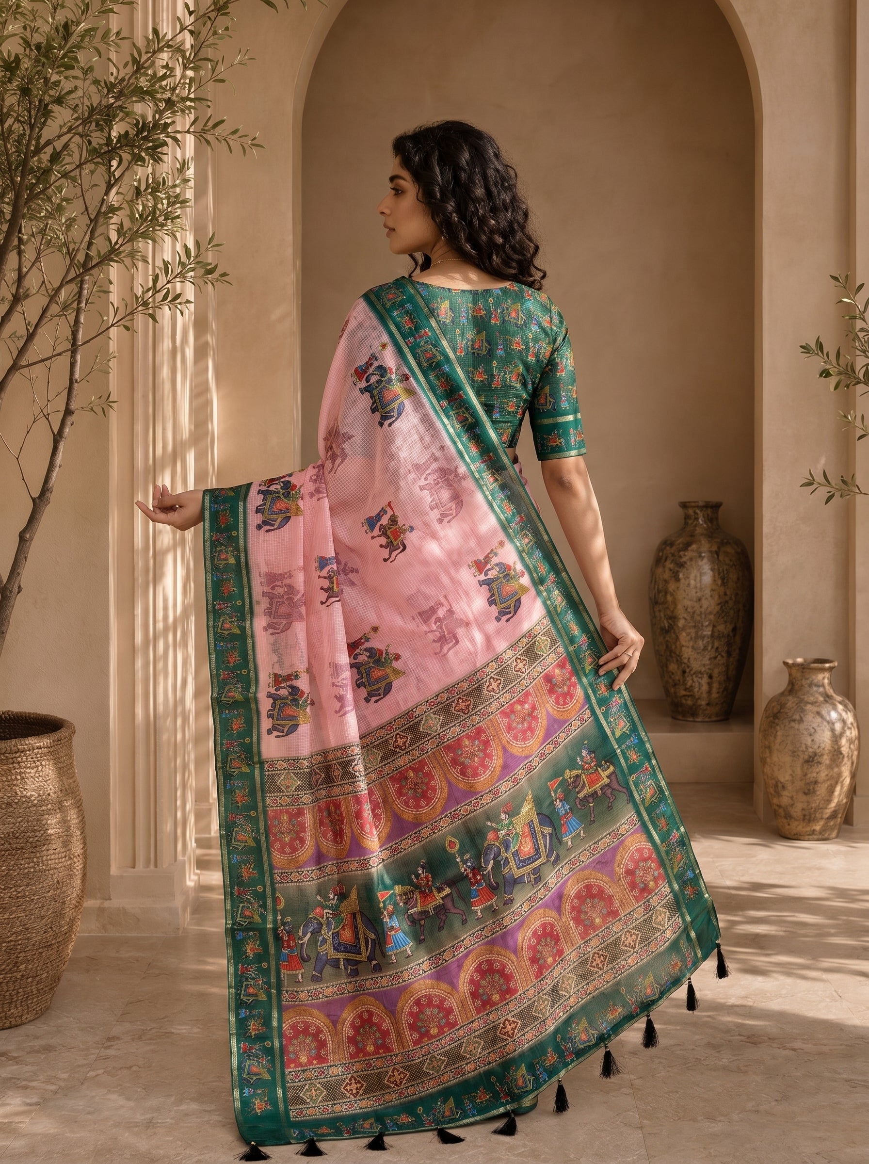 Rajvansh Kota Doriya Saree – Blush Pink