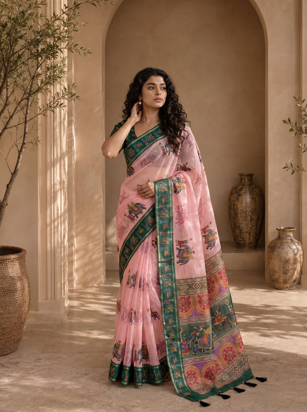 Rajvansh Kota Doriya Saree – Blush Pink