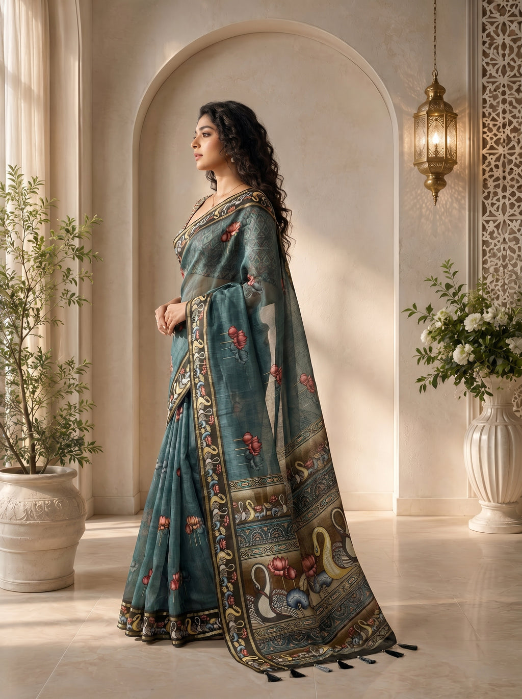 Vihara Kota Doriya Saree – Slate Grey
