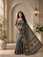 Vihara Kota Doriya Saree – Slate Grey