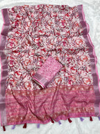 Multicolor Linen Cotton Saree with Floral Digital Prints