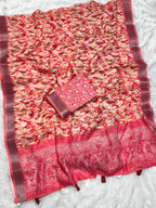 Multicolor Linen Cotton Saree with Floral Digital Prints