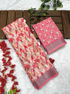 Multicolor Linen Cotton Saree with Floral Digital Prints