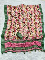 Linen Cotton Saree with Floral Digital Prints