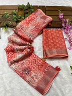 Linen Cotton Saree with Floral Digital Prints