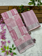 Linen Cotton Saree with Floral Digital Prints