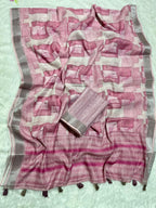 Linen Cotton Saree with Floral Digital Prints