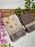 Linen Cotton Saree with Floral Digital Prints