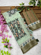 Linen Cotton Saree with Floral Digital Prints