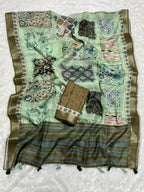 Linen Cotton Saree with Floral Digital Prints