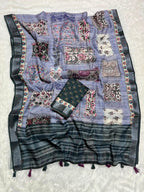 Linen Cotton Saree with Floral Digital Prints