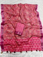 Linen Cotton Saree with Floral Digital Prints