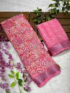 Linen Cotton Saree with Floral Digital Prints