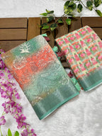 Linen Cotton Saree with Floral Digital Prints