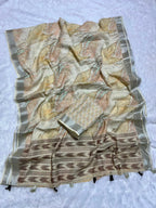 Linen Cotton Saree with Floral Digital Prints