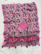 Linen Cotton Saree with Floral Digital Prints