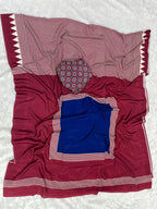 Wine Crape Silk Saree with Ajrakh Printed Body & Heavy Ajrakh Blouse