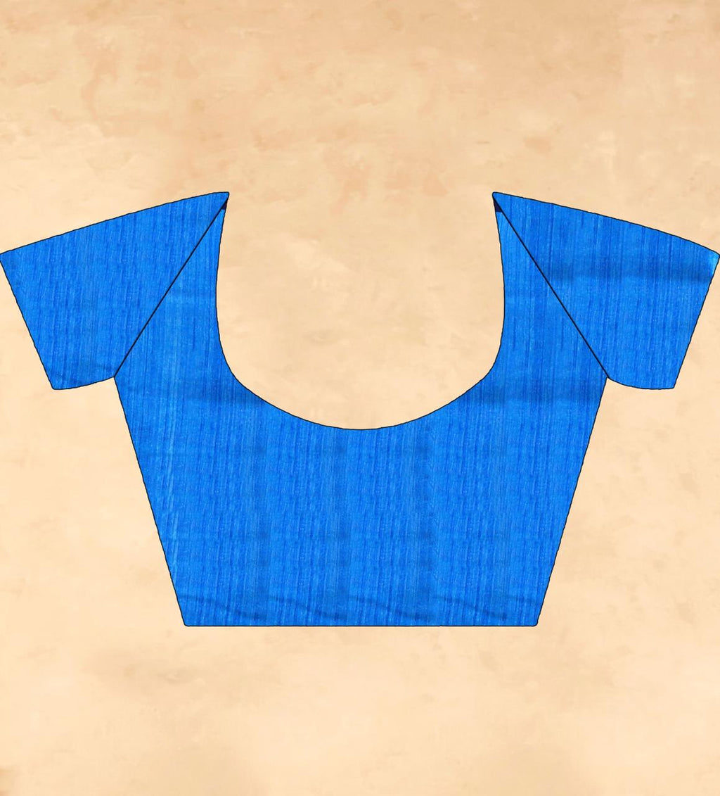 Blue Soft Tussar Silk Saree with Position Pashmina Digital Prints
