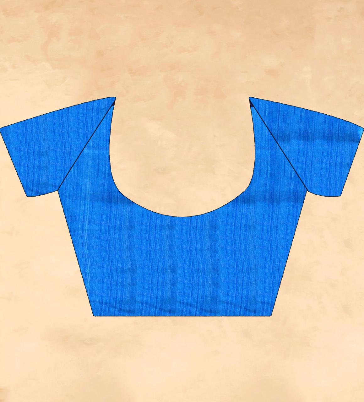 Blue Soft Tussar Silk Saree with Position Pashmina Digital Prints