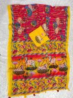 Hot Pink Linen Cotton Saree with Kalamkari Digital Prints & Designer Blouse