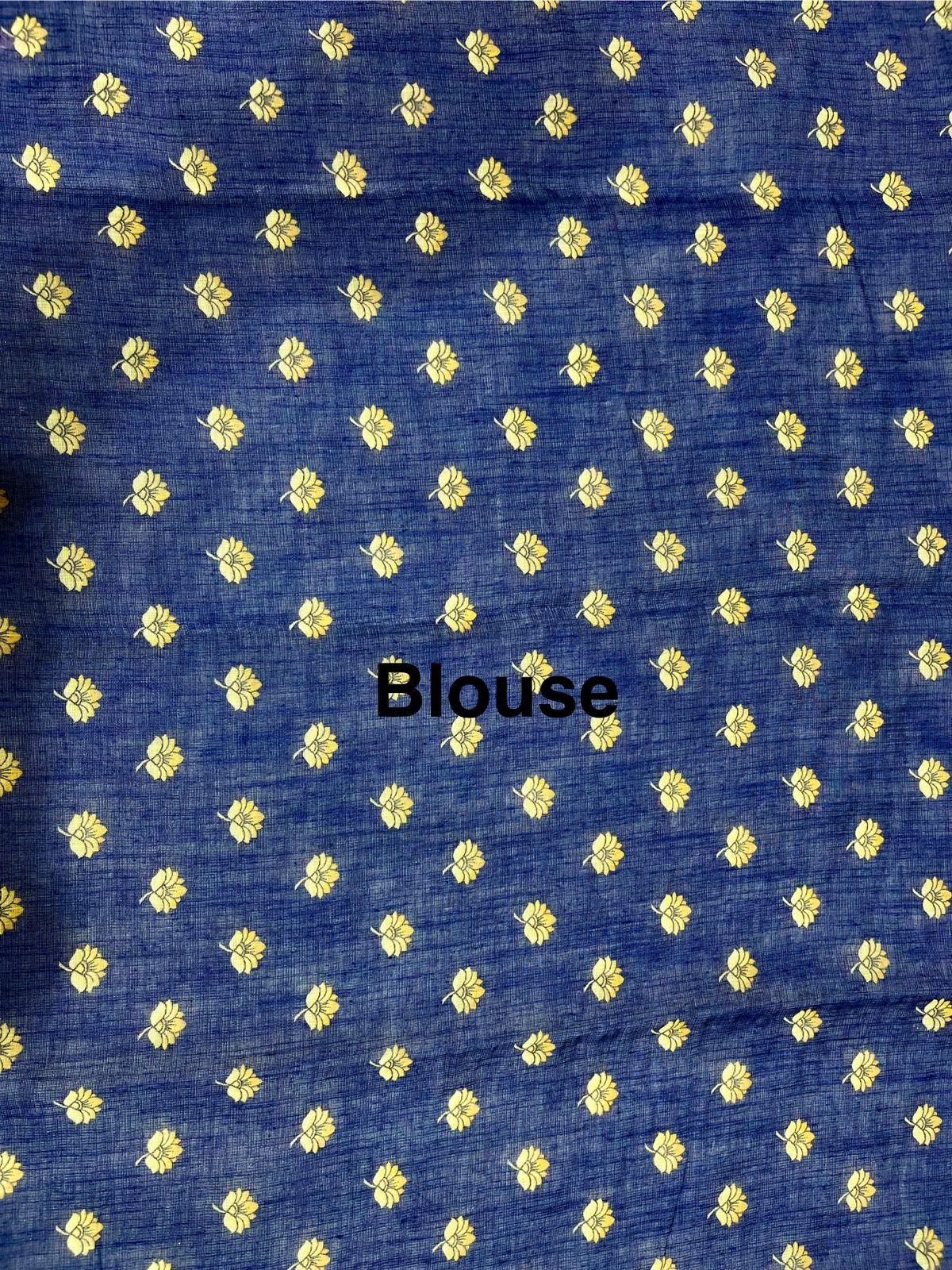 Yellow Linen Cotton Saree with Kalamkari Digital Prints & Designer Blouse