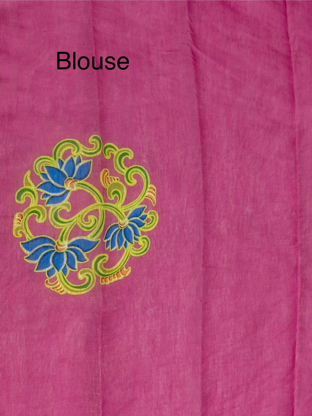 Green Linen Cotton Saree with Kalamkari Digital Prints & Designer Blouse