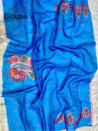 Mustard Linen Cotton Saree with Kalamkari Digital Prints & Designer Blouse