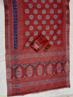 Soft Linen Cotton Saree with Ajrakh Digital Prints