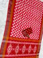 Soft Linen Cotton Saree with Ikkat Digital Prints & Silver Zari Border