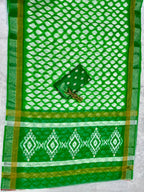 Soft Linen Cotton Saree with Ikkat Digital Prints & Silver Zari Border