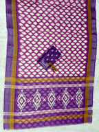 Soft Linen Cotton Saree with Ikkat Digital Prints & Silver Zari Border