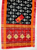 Soft Linen Cotton Saree with Ikkat Digital Prints & Silver Zari Border