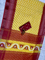 Soft Linen Cotton Saree with Ikkat Digital Prints & Silver Zari Border