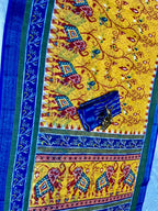 Soft Linen Cotton Saree with Ikkat Digital Prints & Silver Zari Border