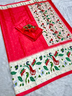 Gajri  Soft Silk Saree with Paithani Digital Print