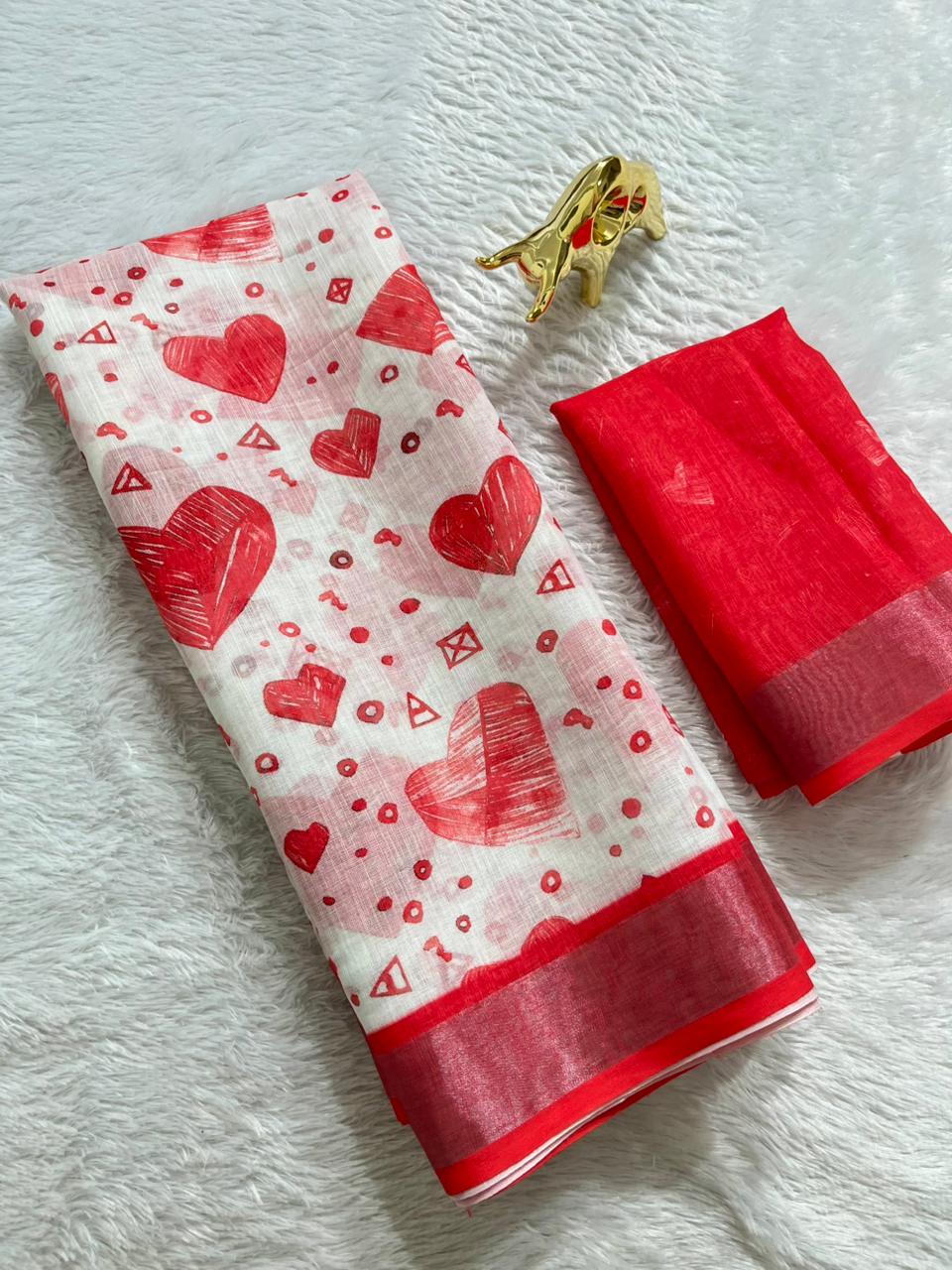 Soft Linen Cotton Saree with Digital Prints