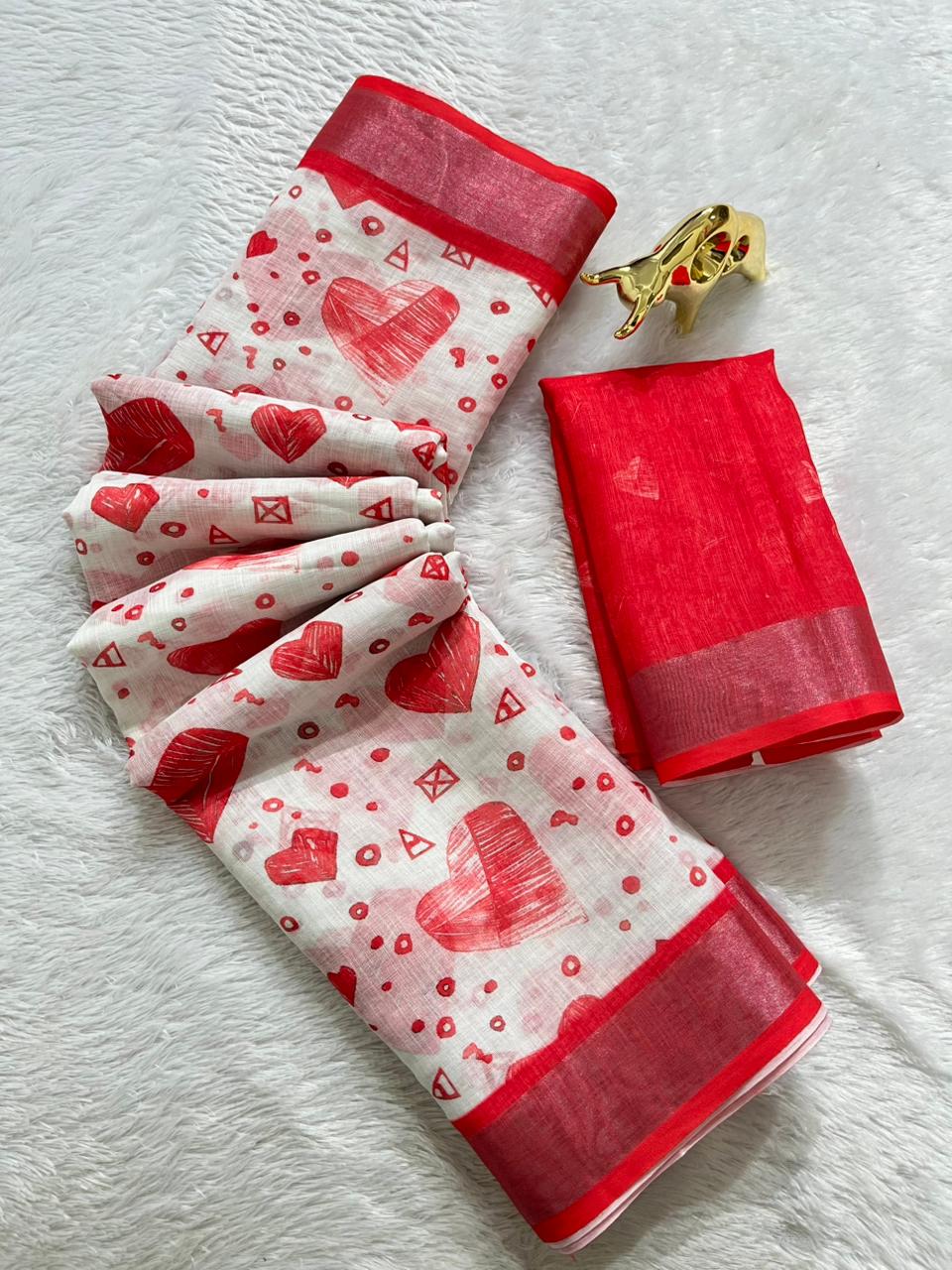 Soft Linen Cotton Saree with Digital Prints