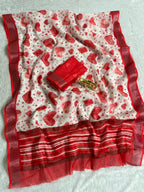 Soft Linen Cotton Saree with Digital Prints